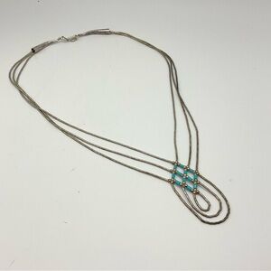 Chic Silver and Blue Multi-Strand Necklace
